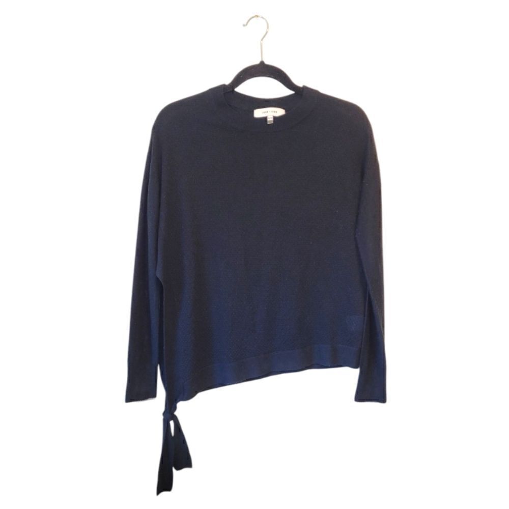 John + Jenn Black Side Slit Tie Lightweight Sweater